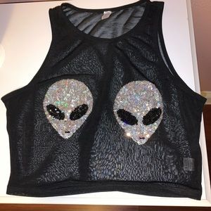 Space Boobs Cropped Tank Top iHeartRaves